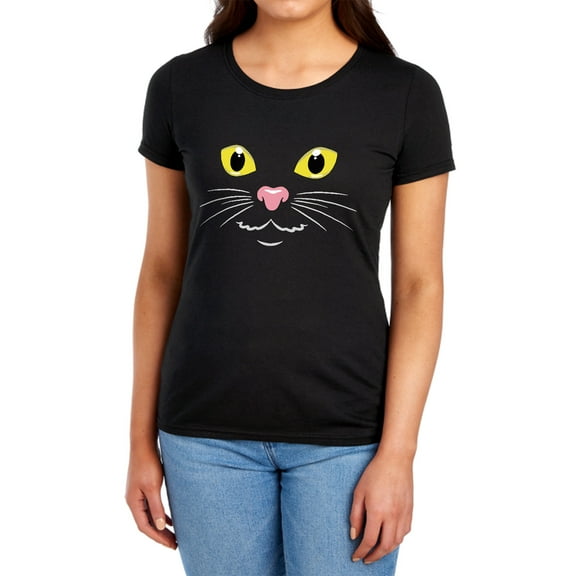 Popfunk Halloween Black Cat Costume Women's T Shirt, Black, Medium