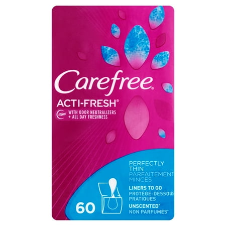 Thin Pantiliners - Carefree Acti-Fresh Body Shaped Pantiliners Unscented Thin - 60 Count