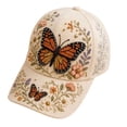 thumbnail image 2 of Floral Butterfly 3D Beaded Embroidery Baseball Hat Rhinestone Decor Adjustable Outdoor Travel Sun Cap, 2 of 5
