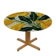 thumbnail image 3 of WYYP Yellow Flowers, Green Leaves Round Table Cover Outdoor Fitted 100% Polyester Fiber White, 3 of 8