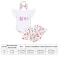 thumbnail image 5 of IBTOM CASTLE Baby Girls 1st Birthday Outfit Bowknot Mermaid Watermelon Strawberry Romper + Ruffled Short Pants + Headband Summer Clothes Set, 3-Piece 12-18 Months Bunny, 5 of 8