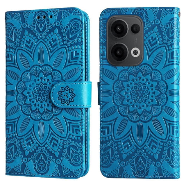 Funda tipo cartera GANGXUN para OPPO Reno 14 5G , diseño girasol, cuero PU, soporte, cierre magnético, tarjetero