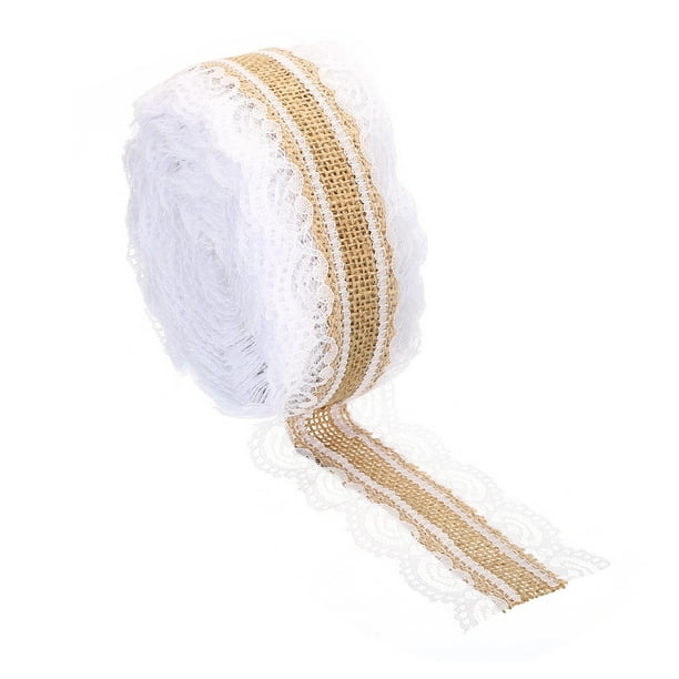 Uxcell Cinta de Tela de Arpillera de 1" de Ancho y 11 Yardas, Rollo de Encaje de Yute con Alambre para Manualidades Florales y Decoración