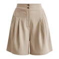 thumbnail image 6 of Cagogo Women's High Waisted Shorts with Pockets Solid Casual Summer Beach Vacation Shorts Elastic Waist Lounge Trousers Travel Clothes, Khaki M, 6 of 6