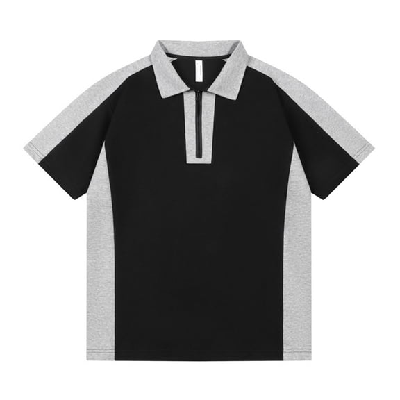 Rrxhxhs Golf Shirts for Men Color Block Collared Quarter Zip Short Sleeve Breathable Casual Athletic Tops,L