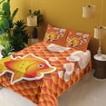 thumbnail image 3 of Orange Sheet Set, Small Goldfish Talking with Bubbles Random Scallop Patterns Nautical Sea Print, Fitted and Flat Sheet with Pillowcases Bedding Accent 4 Piece Set, Full, Burnt Orange, by Ambesonne, 3 of 5