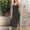 Black, variant on Fashion Plus Size Womens Summer Dresses Solid Color Round Neck Sleeveless Suspenders Tight Fitting Vent Knit Dress