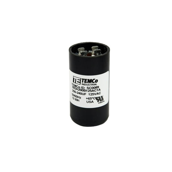 TEMCo 200-240 uF MFD CD60 Start Capacitor 110-125V AC Round | 50/60 Hz