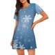 thumbnail image 1 of Fotbe Snowflakes1 Bata de Dormir para Mujer con Estampado, Camisón de Algodón de Manga Corta, Ropa de Dormir Casual, 1 of 6