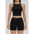 thumbnail image 3 of AEXTO Women 2 Piece Workout Sets Racerback Color Block Tank Top High Waist Tummy Control Shorts Yoga Set, 3 of 14