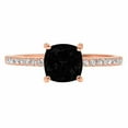 thumbnail image 3 of 2.7 ct Cushion Cut Natural Onyx Solitaire with Simulated Diamond Accents 18K Rose Gold Womens Engagement Ring, 3 of 5