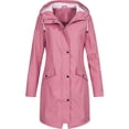 thumbnail image 1 of ELFINDEA Womens blouse Women Solid Rain Outdoor Plus Size Hooded Raincoat Windproof Long Jacket Coat, 1 of 4