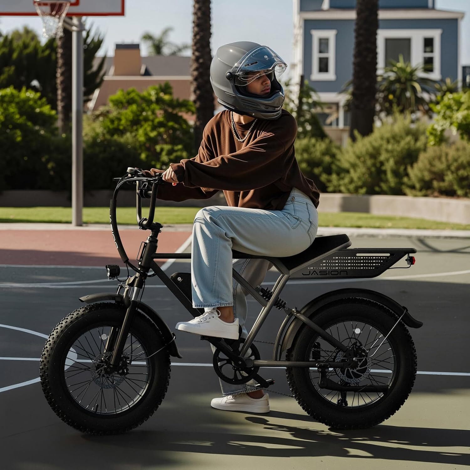 Jasion RetroVolt 750W Electric Bike for Adults, 20" Fat Tire Electric Mountain Bicycle, 48V 13Ah Removable Battery, Full Suspension All-Terrain Ebike, UL2849