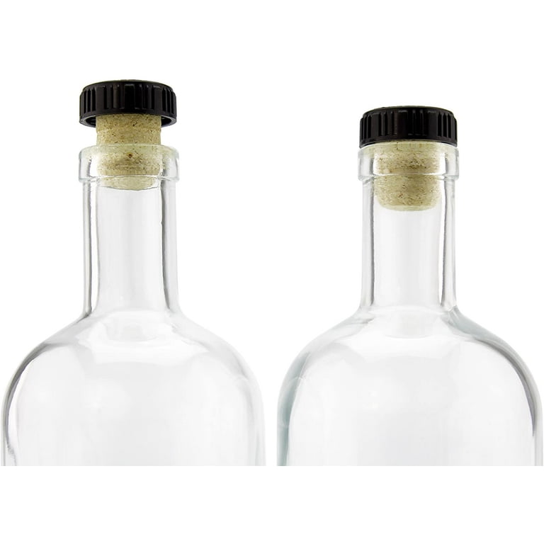Cornucopia 12-Ounce Liquor Bottles (2-Pack); Clear Glass Bottles w/T-Top  Synthetic Corks