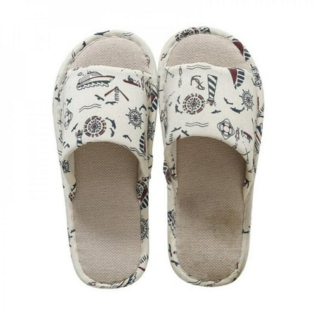 

Final Clearance! Men Women House Indoor Slippers Cozy Warm Casual Anti-Slip Linen Plaid Shoes Sandals