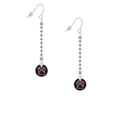 thumbnail image 2 of Delight Jewelry Silvertone Maroon Paw on Black Disc - Silver-tone Long Sparkle Dangle French Earrings, 2 of 4
