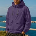 thumbnail image 2 of safuny Men's Sports Jacket Hooded Casual Long Sleeve Multi-Pockets Lightweight Breathable Fabric for Outdoor Training Daily Wear Summer Apparel Purple XXXL, 2 of 5