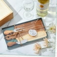 thumbnail image 4 of 6 Set Bridal Baby Shower Cheese Prizes Wooden Square Board Gift Set Knives Forks Thank You Tags with Box for Guests for Valentines Bridal Baby Shower Housewarming Gifts (Acacia Color), 4 of 5