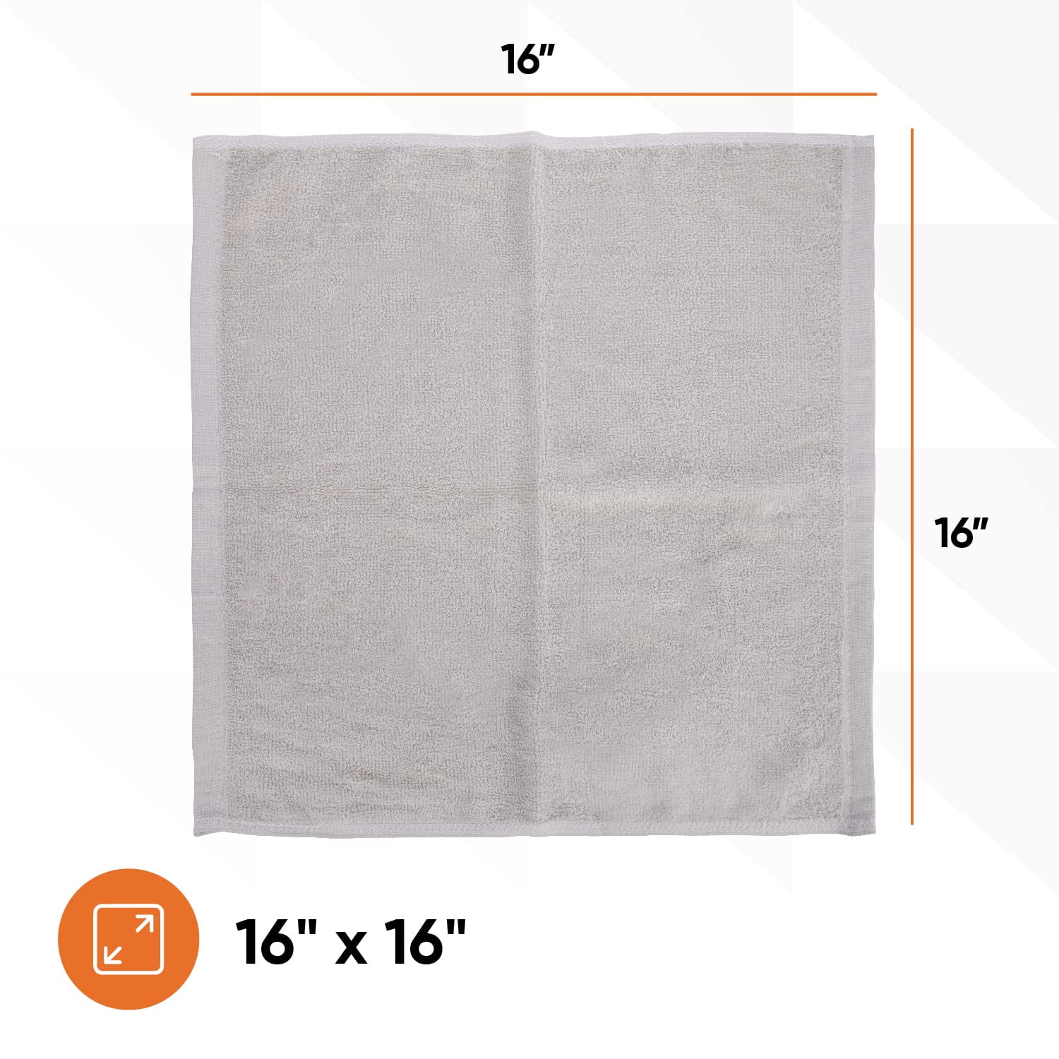 Superio Cotton Terry Washcloths Grey Towels 100% Cotton Cleaning Cloth 16" Rags Wash Clothes for Body and Face, Spa Towels, Multi Purpose (18, 16"x16")