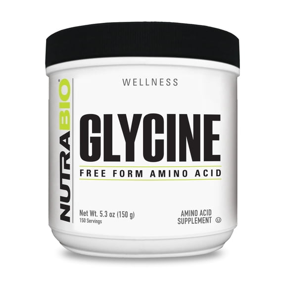 NutraBio Glycine Powder - Glycine Supplement- Free Form Amino Acid Supplement - 1000mg Serving - 150g, 150 Servings
