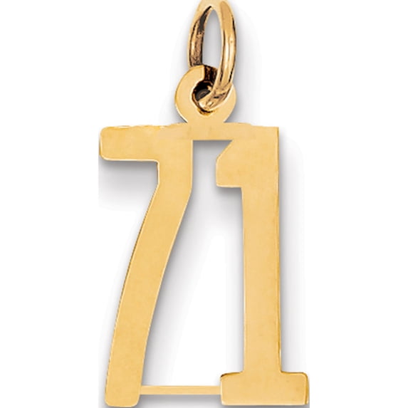 14K Yellow Gold Small Elongated Number 71 Charm Made In United States les71