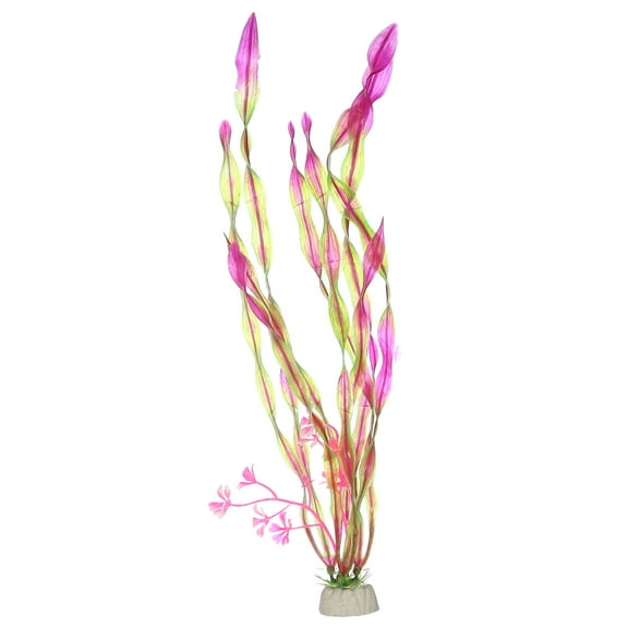 Unique Bargains 5 Pcs Fish Tank Aquarium Decorations Artificial Plants Plastic Artificial Water Plants Grass Pink 31cm