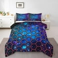 thumbnail image 1 of Erosebridal Gradient Starry Sky Bedding Full Comforter Set, Neon Galaxy Down Comforter, Geometry Decor, Reversible 3pcs, 1 of 7