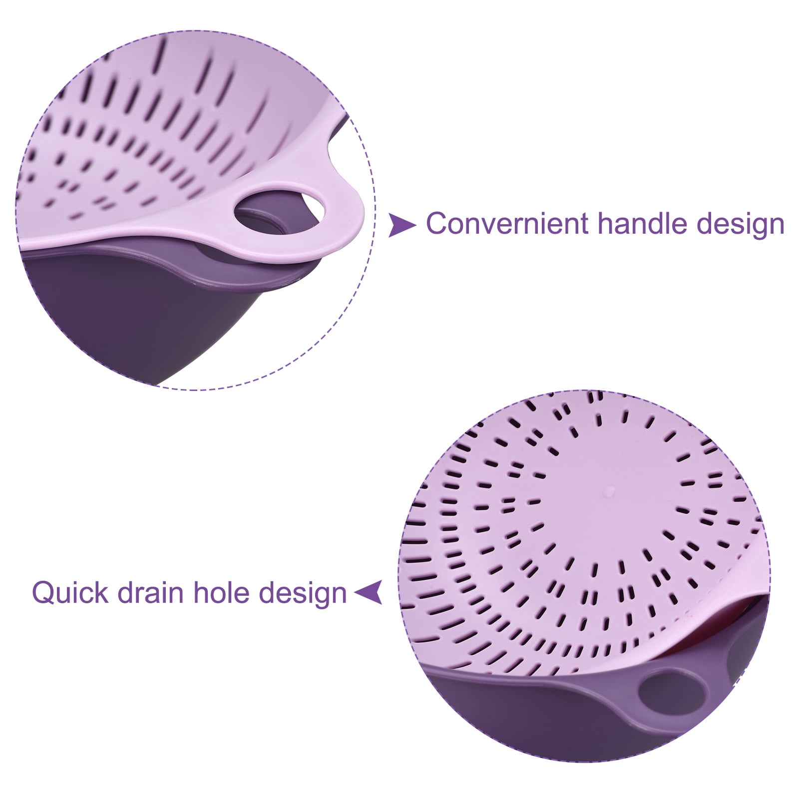 Unique Bargains Kitchen Food Strainer Colander Bowl Set Double Layer Drain Basin Basket Purple