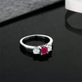 thumbnail image 3 of Gem Stone King 925 Sterling Silver Red Created Ruby 3-Stone Ring 1.00 Cttw Three Stone Wedding Engagement Anniversary Promise Ring for Women (Size 8), 3 of 5