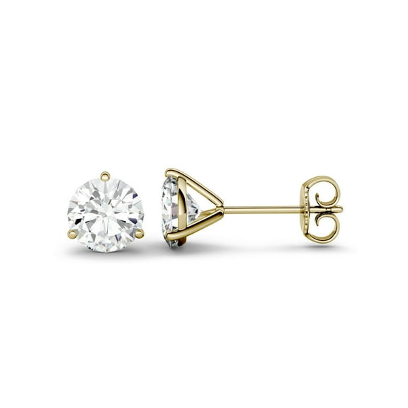 Charles & Colvard Round Moissanite Stud Earrings for Women in Yellow Gold