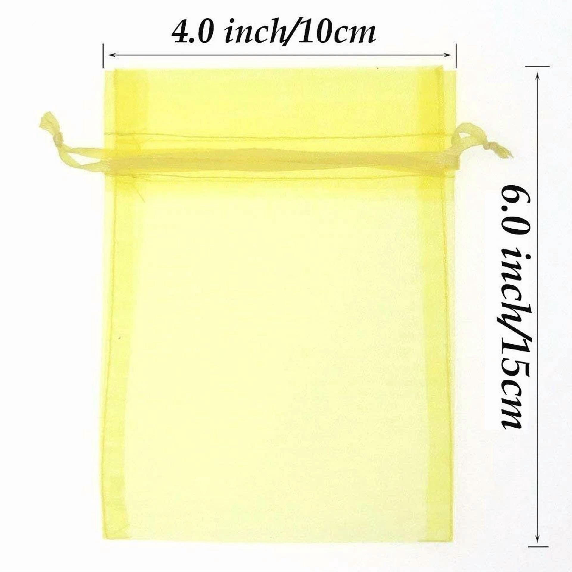 BUTTERFLY- 100Pcs Yellow Organza Bags 4X 6 Wedding Christmas Favors Gift Drawstring Pouches