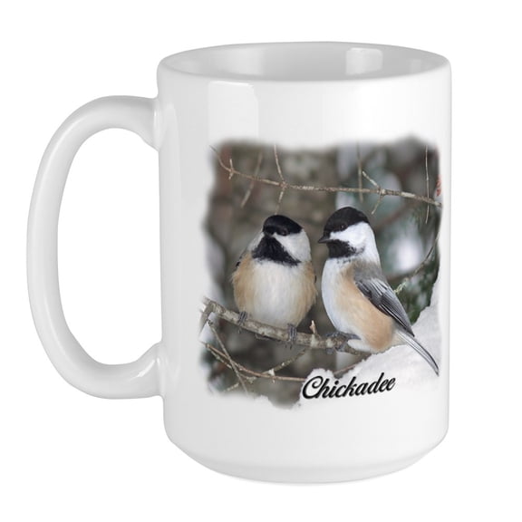 CafePress - 2 Chickadees Large Mug - 15 oz Ceramic Large Mug
