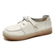 thumbnail image 2 of Zapatos casuales de cuero de vaca genuino, zapatos blancos para niña, zapatos planos con cordones, zapatos cómodos, 2 of 5