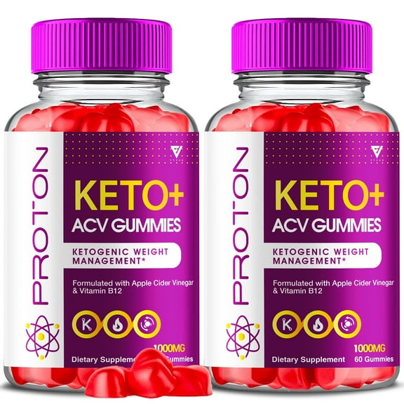 (2 Pack) Proton Keto   ACV 1000mg Gummies Apple Cider Vinegar Vitamin B12 Vitamin B6 Gut Health and Digestion Support Gummy (120 Gummies)