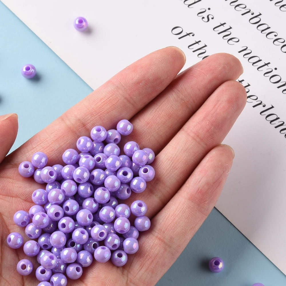 500gs Opaque Acrylic Beads AB color Round Lilac 6x5mm Hole: 1.8mm about 4400pcs/500g