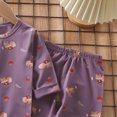 thumbnail image 4 of TOWED22 Winter Outfit for Infant Toddler Long Sleeve Print Round Neck T-Shirt Fleece Pants 2Pcs Warm Clothes Set(Purple,3-4 Y), 4 of 6