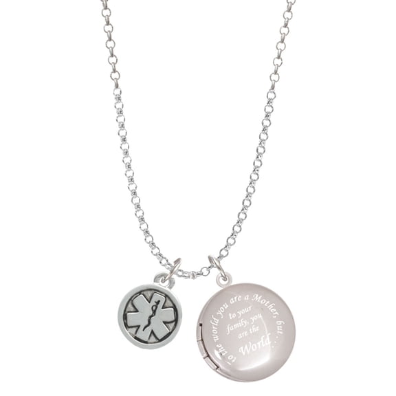 Delight Jewelry Silvertone Round EMT Star of Life To the World You are a Mother Locket Necklace