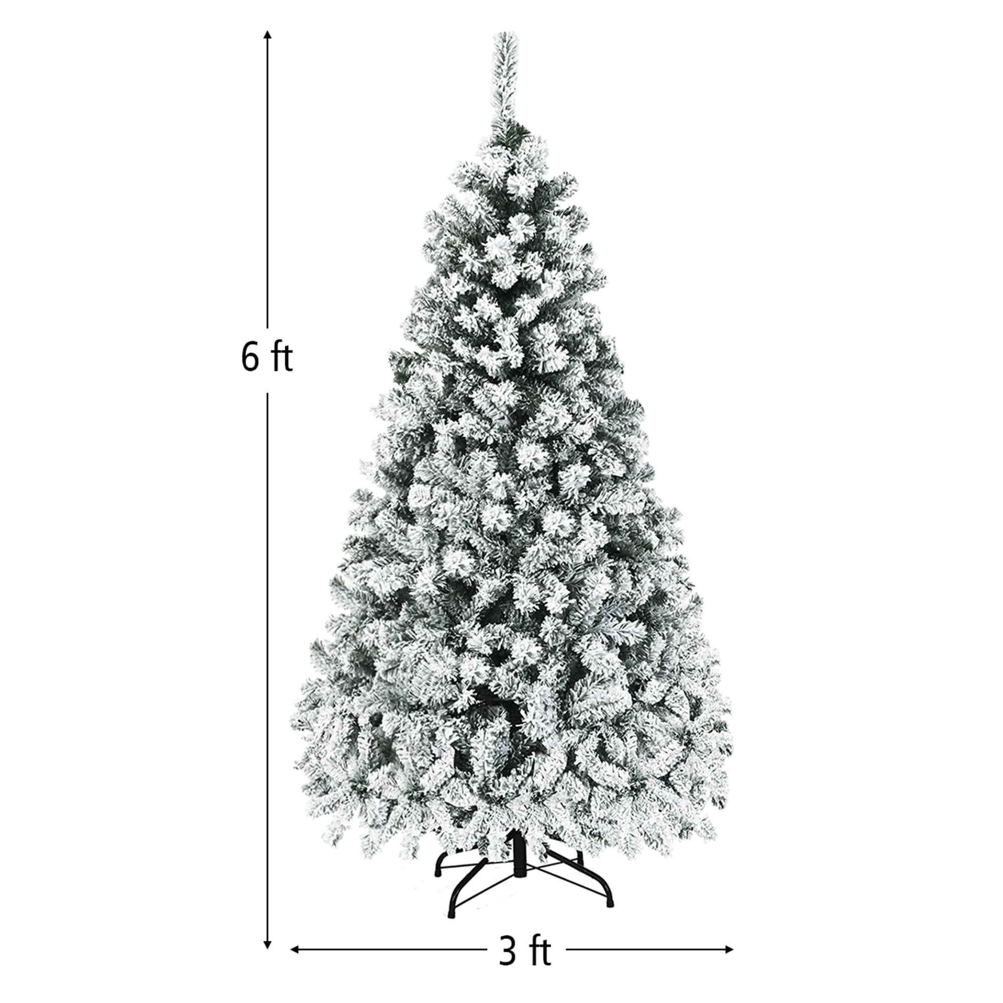 Gymax 7.5 FT Pre-Lit Christmas Tree Snow Flocked Hinged Pine