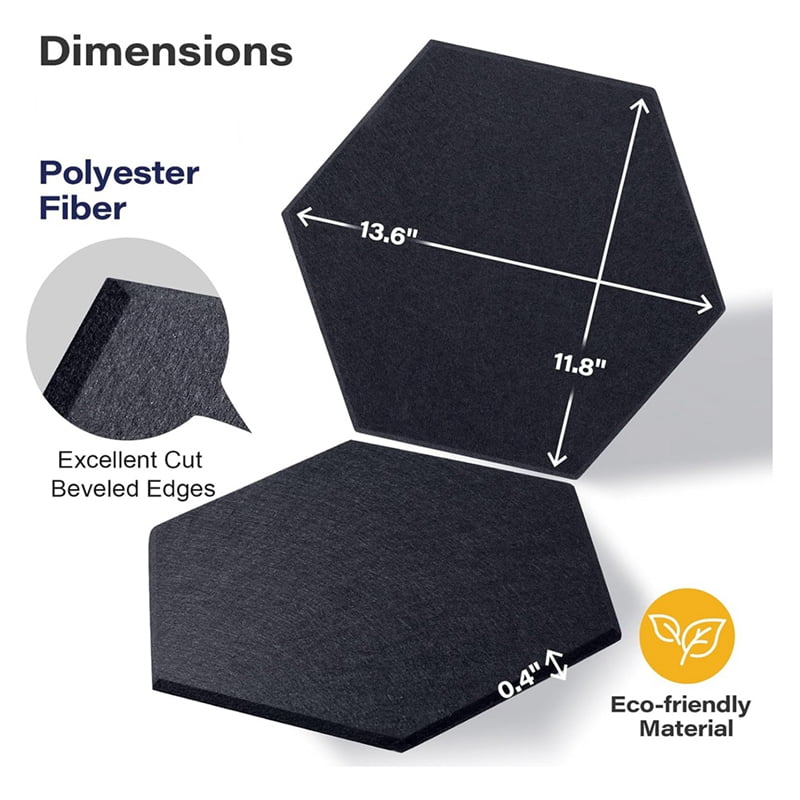 Acoustic Panels, 12 Pack Soundproof Wall Panels,Self-Adhesive Sound Absorbing, Hexagon Sound Proof Panels