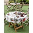 thumbnail image 3 of Outdoor Tablecloth with Umbrella Hole and Zipper, Christmas Snowman Round Table Cloth 54 Inch Waterproof Tablecloth, Winter Xmas Snowflakes Cardinal Berry Picnic Table Cover for Patio Camping, 3 of 7