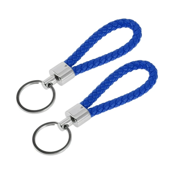 Unique Bargains Car Keychain Universal Key Chain with Ring for Key Fobs for Home Zinc Alloy Silver Tone Dark Blue 2 Pcs
