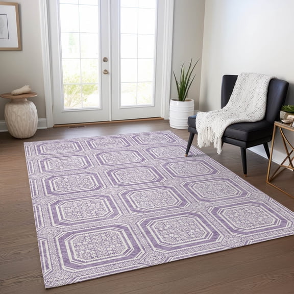 Addison Rugs Machine Washable Indoor/ Outdoor Traditional Mosaic Chantille Rug Lavender - 10' x 14'
