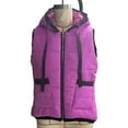 thumbnail image 7 of Fleece Gilet for Women Body Warmers Vest Tops Solid Color Lightweight Cozy Gilets Stand Collar Sleeveless Zip Waistcoat with Pockets Purple L, 7 of 7