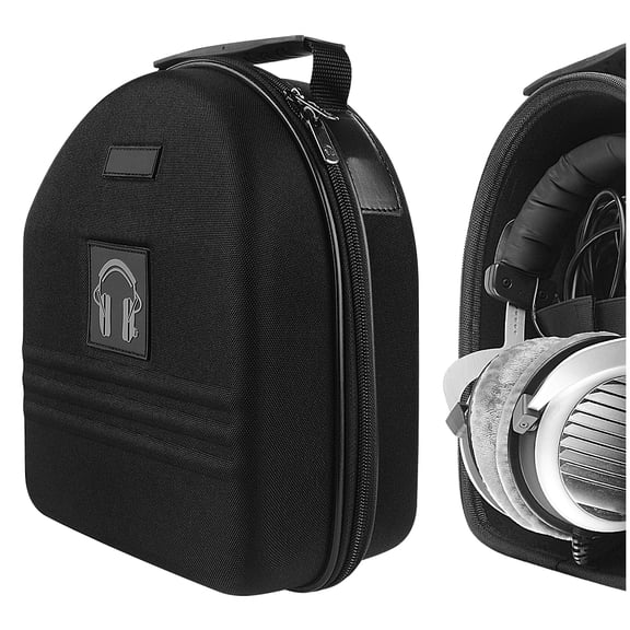 Geekria Shield Case for Large-Sized Over-Ear Headphones, Replacement Protective Hard Shell Travel Carrying Bag with Cable Storage, Compatible with Audio-Technica ATH-AD990X, AKG K701 (Black)