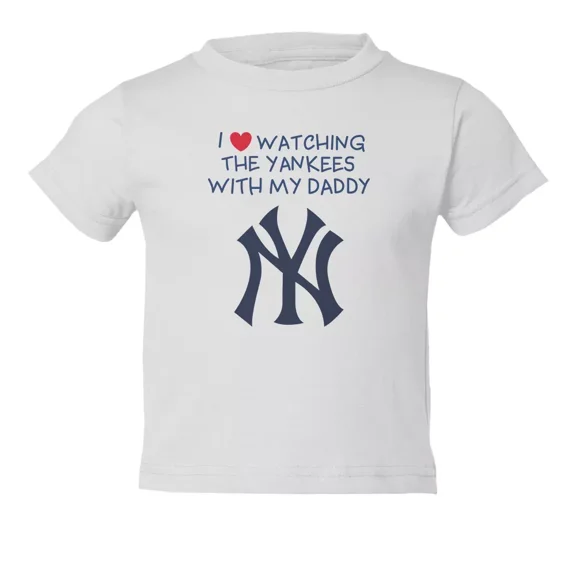 Bella Canvas NY I Love Watching With Daddy Baseball Kids Toddler Boys & Girls Shirt, Gift for Baby or Kids
