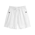 thumbnail image 6 of TFEOQRY Women's Lace Trim Drawstring Shorts with Pockets Elastic Waist Summer Lightweight Casual Loose, 6 of 7