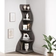 thumbnail image 2 of Tribesigns 5-Tier Modern Corner Bookcase, Particleboard Gray, 19.60" x 18.90" x 69.80", 2 of 5