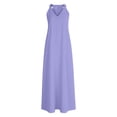 thumbnail image 6 of Women's Cotton Halter Neck Sleeveless Maxi Dress Loose Fit Casual Summer Dress with Functional Pockets Purple XL(XL), 6 of 6
