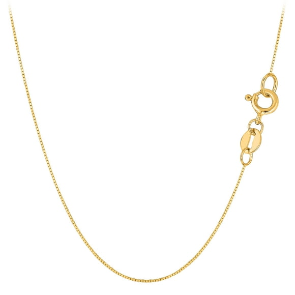 10k Yellow Solid Gold Mirror Box Chain Necklace, 0.6mm, 16"