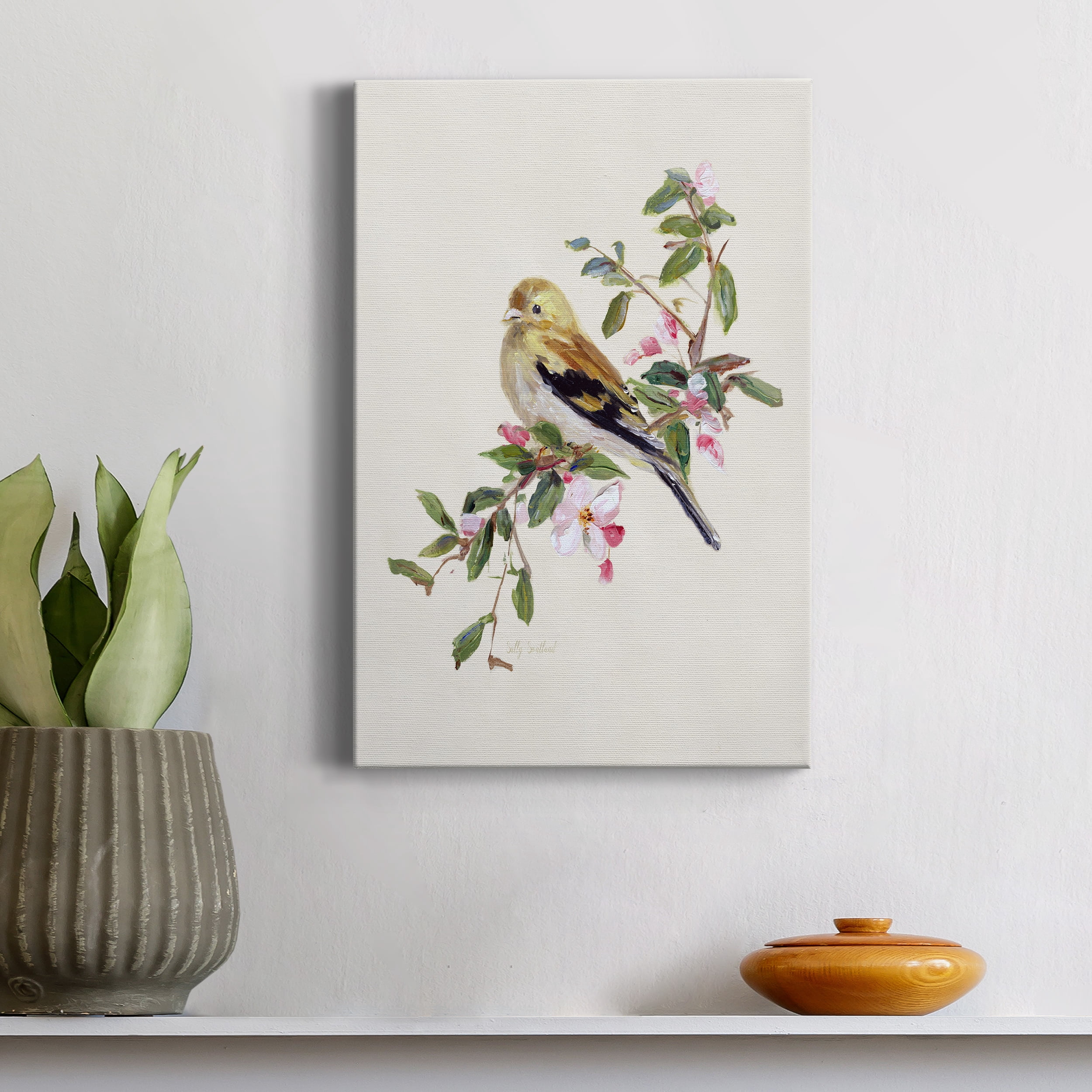 Spring Song Pine Grosbeak Premium Gallery Wrapped Canvas - Ready to Hang - 40 x 60